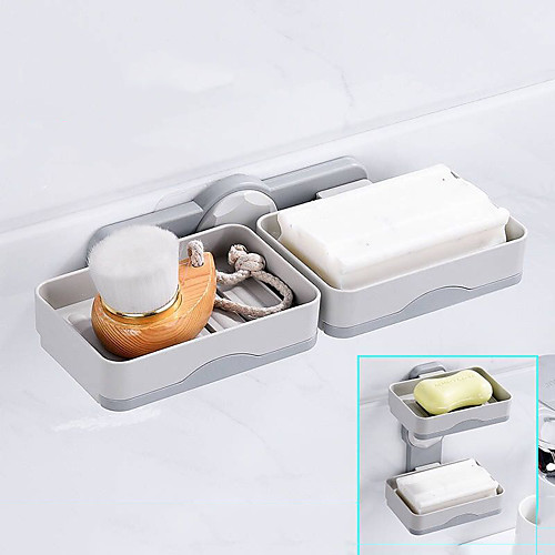 

Soap Dishes Box Wall Zeep Houder Shower Soap Tray Holder for Bathroom Double layer Storage Basket Soap rack Shelf Kitchen Tools