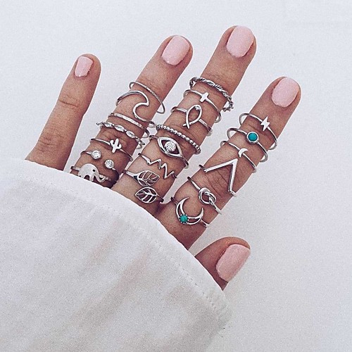 

Women's Ring Set Silver Alloy Circular Boho Street Jewelry