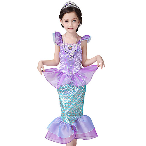

The Little Mermaid Princess Dress Flower Girl Dress Girls' Movie Cosplay A-Line Slip Purple Dress Children's Day Masquerade Satin / Tulle