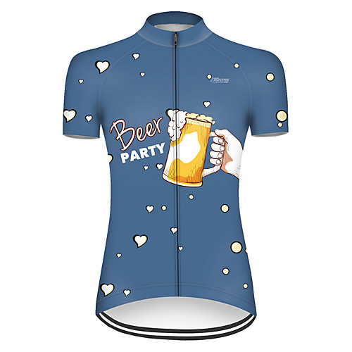 

21Grams Women's Short Sleeve Cycling Jersey Polyester BlueYellow Heart Oktoberfest Beer Bike Jersey Top Mountain Bike MTB Road Bike Cycling Breathable Quick Dry Ultraviolet Resistant Sports Clothing