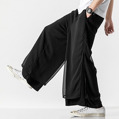 

Men's Sporty Chinoiserie Loose Chinos Pants - Multi Color Drawstring Comfort Cotton Black Blue Light gray US32 / UK32 / EU40 / US34 / UK34 / EU42