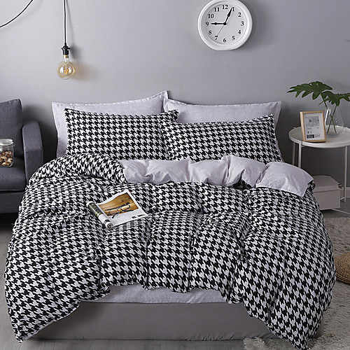 

Houndstooth Bedding Black White Bedding Sets Hounds Tooth Check Duvet Cover Sets Cotton Bedding Geometric Pattern Printed Single Full Queen King Size