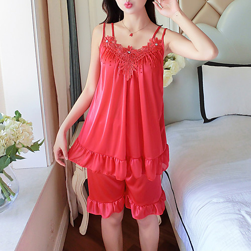 

Women's Square Neck Suits Pajamas Embroidered