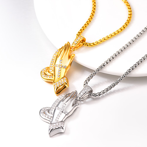

AAA Cubic Zirconia Pendant Necklace Necklace Charm Necklace Cross Ethnic Hip Hop Copper Gold Silver 555 cm Necklace Jewelry 1pc For Halloween Street Festival