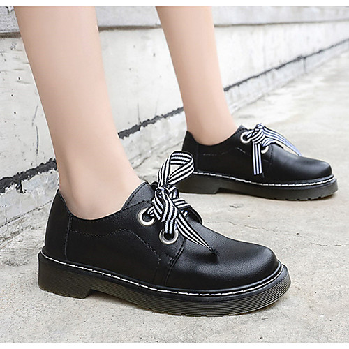 

Women's Flats Spring & Summer Flat Heel Round Toe Daily Solid Colored PU Black / Beige