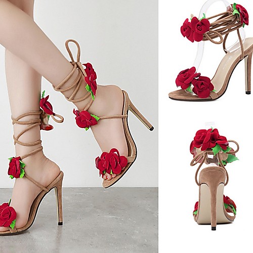 

Women's Sandals Summer Stiletto Heel Open Toe Daily PU Red