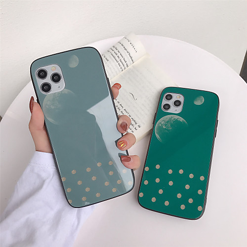 

Tempered Glass Phone Case Moon Pattern for Apple iPhone Case 11 Pro Max X XR XS Max 8 Plus 7 Plus 6 Plus SE(2020) Curve Back Cover
