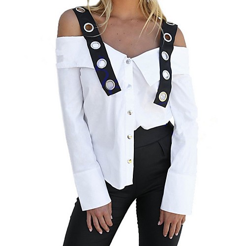 

Women's Color Block Blouse Daily Strap White