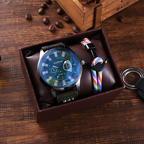 

Men's Sport Watch Quartz PU Leather Green Chronograph New Design Casual Watch Analog Classic Fashion - Green