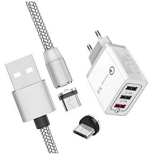 

USB Charger LITBest 3U 3 Desk Charger Station with Quick Charge 3.0 / with Charger Cables EU Plug / Universal Charging Adapter