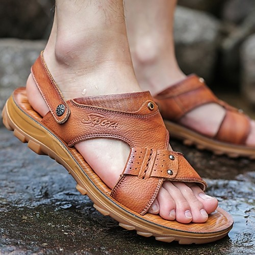 

Men's Summer Outdoor Sandals PU Non-slipping Black / Brown