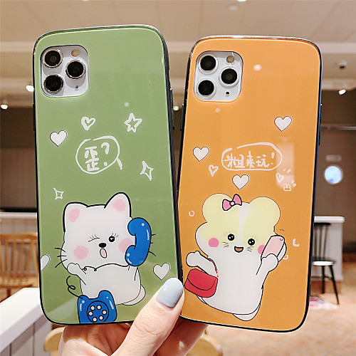 

Tempered Glass Phone Case Cartoon Pattern for Apple iPhone Case 11 Pro Max X XR XS Max 8 Plus 7 Plus 6 Plus SE(2020) Curve Back Cover