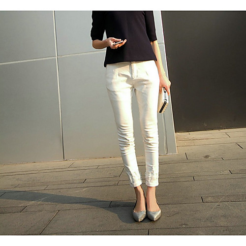 

Women's Heels Spring & Summer Low Heel Pointed Toe Daily Solid Colored PU Silver