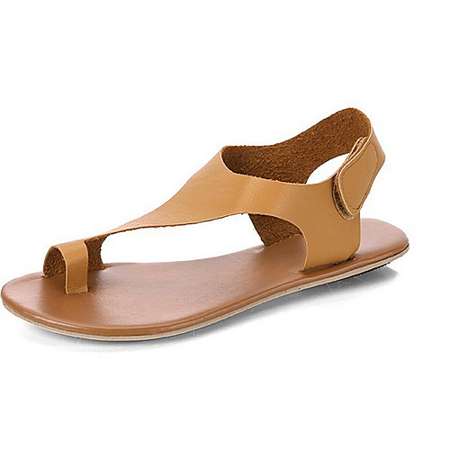 

Women's Sandals Flat Sandal Summer Flat Heel Round Toe Daily PU Khaki / Brown