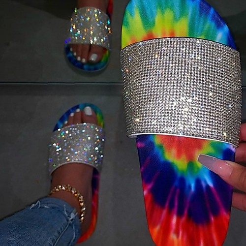

Women's Slippers & Flip-Flops Summer Flat Heel Open Toe Daily PU Rainbow