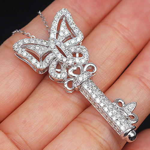 

Women's White AAA Cubic Zirconia Pendant Necklace Classic Statement Silver White 30-45 cm Necklace Jewelry 1pc For Festival