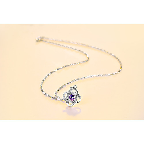 

Women's Purple Synthetic Diamond Pendant Necklace Chain Necklace Rolo Letter Fashion Punk Trendy Casual / Sporty Copper Silver Plated Silver 40 cm Necklace Jewelry 1pc For Anniversary Street Sport