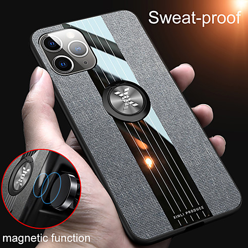 

iPhone 11Pro Max ultra-thin stitching fabric phone case XS Max luxury silicone protective cover with magnetic bracket for SE2020 6/7 / 8Plus