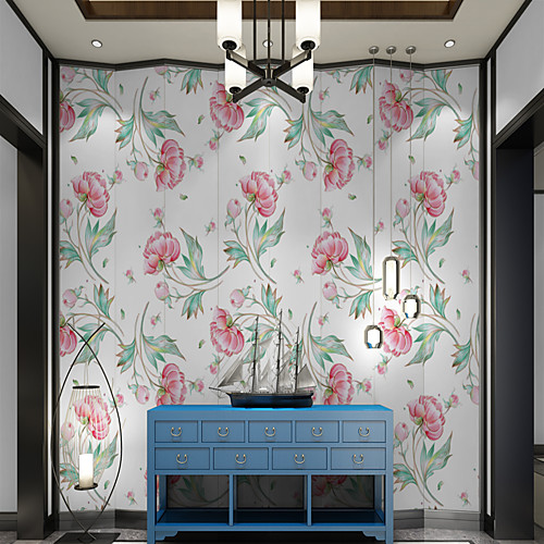 

Mural Wallpaper Wall Sticker Covering Print Peel and Stick Removable Red Floral Flower Canvas Home Décor