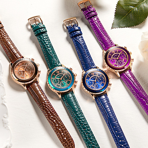 

Women's Sport Watch Luxury Fashion Genuine Leather Japanese Quartz Blue Purple Green Water Resistant / Waterproof Calendar / date / day 30 m 1 pc Analog One Year Battery Life