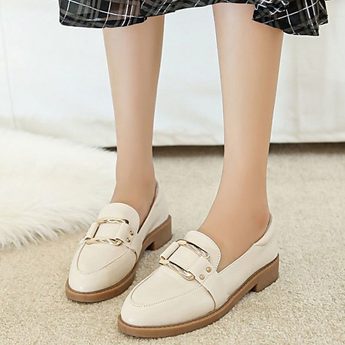 

Women's Loafers & Slip-Ons Summer Flat Heel Round Toe Daily PU Black / Beige