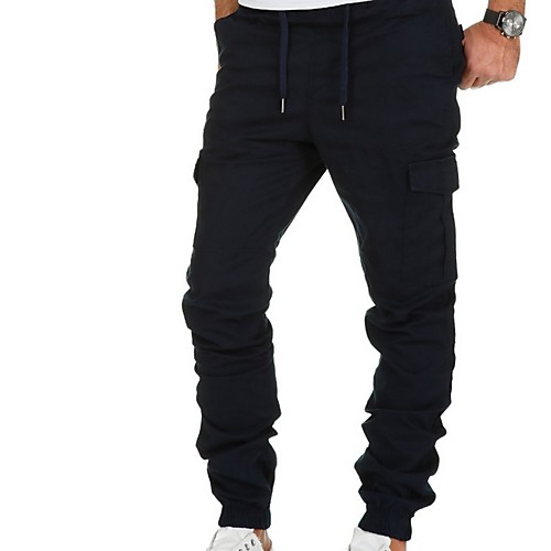 

Men's Basic Chinos Pants Solid Colored Full Length Black Khaki Green Navy Blue Gray