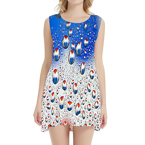 

Women's A Line Dress - Sleeveless Geometric Print Patchwork Summer Sexy Street chic Daily Holiday Belt Not Included 2020 Blue Green Royal Blue Rainbow S M L XL XXL XXXL