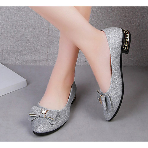 

Women's Heels Spring & Summer Low Heel Pointed Toe Daily Solid Colored PU Black / Purple / Gold
