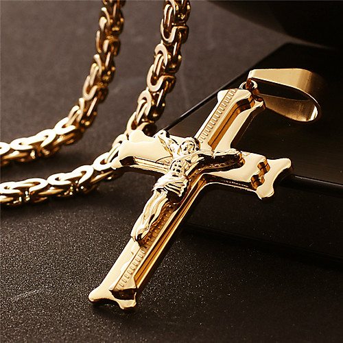 

Men's Necklace Crossover Artistic Classic Titanium Steel Gold 55 cm Necklace Jewelry 1pc For Anniversary Street Festival