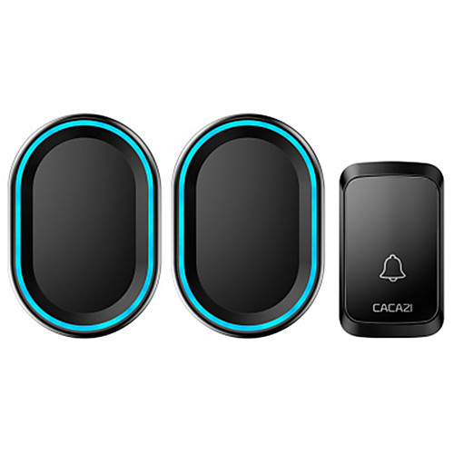 

CACAZI Home Wireless Intelligent Doorbell LED Night Light 300M Remote Waterproof Bell 58 Chimes US EU Plug 1 Button 2 Receiver
