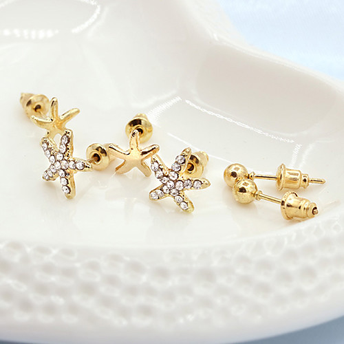 

Women's Earrings Holiday Wedding Birthday Romantic Earrings Jewelry Gold For Date Street Festival 3 Pairs