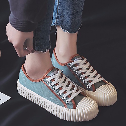 

Women's Sneakers Spring & Fall Flat Heel Round Toe Daily Canvas White / Black / Green