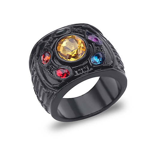 

Men's Band Ring 1pc Black Alloy Round Punk Street Jewelry Mixed Color Wearable Environmental