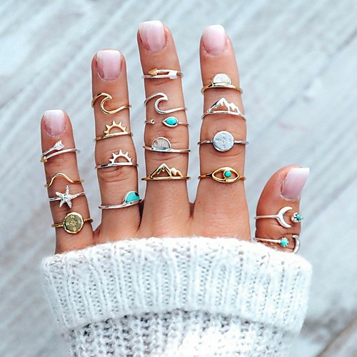 

Women's Ring Set 19pcs Silver Alloy Circular Fashion Street Jewelry