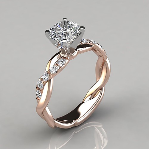 

Women's Ring Belle Ring AAA Cubic Zirconia 1pc Rose Gold Copper Rose Gold Plated Irregular Statement Luxury Party Evening Gift Jewelry Geometrical Wearable