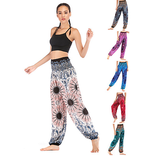 

Women's High Waist Yoga Pants Harem Pocket Bloomers Breathable Quick Dry Moisture Wicking Bohemian Boho PinkGreen White Black Combo Fitness Pilates Dance Sports Activewear Stretchy Loose