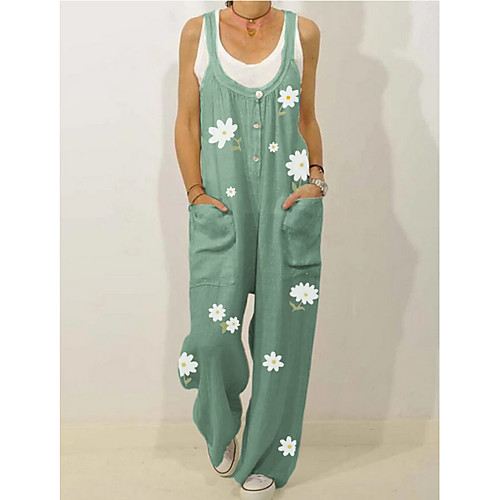 

Women's Casual School Casual Daily 2021 Green Black Beige Loose Overall Floral