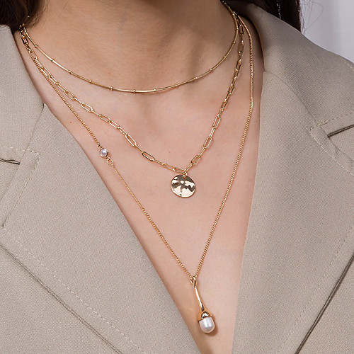 

Women's Pendant Necklace Necklace Layered Necklace Classic Lucky Classic Elegant Trendy Fashion Imitation Pearl Chrome Gold 48 cm Necklace Jewelry 1pc For Party Evening Street Birthday Party Beach
