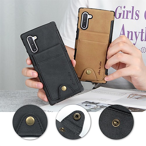 

Case For Samsung Galaxy Galaxy Note 10 / Galaxy Note 10 Plus Card Holder / Shockproof Back Cover Solid Colored PU Leather / TPU