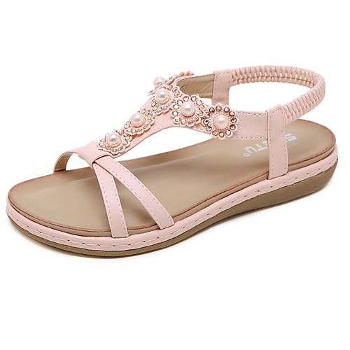 

Women's Sandals Summer Flat Heel Open Toe Daily PU Black / Pink