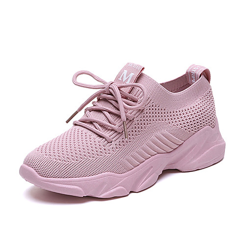 

Women's Trainers / Athletic Shoes 2020 Fall Flat Heel Round Toe Sporty Casual Daily Outdoor Solid Colored Tissage Volant Running Shoes / Walking Shoes White / Black / Pink