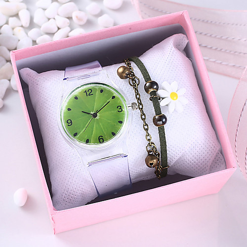 

Women's Quartz Watches New Arrival Colorful Grey Rubber Chinese Quartz Green Rainbow Chronograph Cute Creative 2 Piece Analog One Year Battery Life