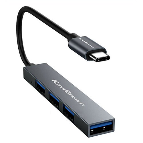 

KawBrown 4 Port Type-C To USB HUB Expander Ultra-Thin Mini Portable USB 3.0 Aluminum alloy Hub