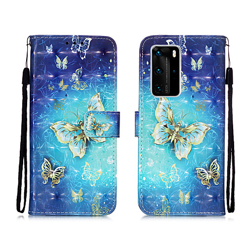 

Case For Huawei HUAWEI P40 PRO / P40 lite E / P40 lite Card Holder / Shockproof / Flip Back Cover Butterfly PU Leather / TPU