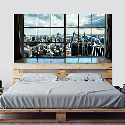 

3D Manhattan New York Living Room Tv Background Wall Stickers Bedroom Bedside Art Decoration Art Ornament Wallpaper Sticker 1 set 2 pcs 2Pcs 18045cm