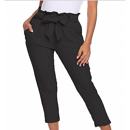 

Women's Basic Loose Chinos Pants - Solid Colored Black Khaki Brown S / M / L