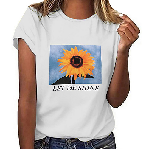 

Women's Geometric Letter Sun Flower T-shirt Daily Weekend White / Black / Gray