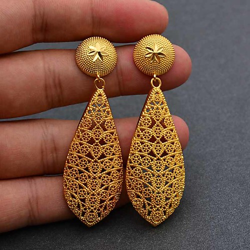 

Women's Hoop Earrings Wedding Birthday Romantic Sweet Cute French Gold Plated Earrings Jewelry Gold For Wedding Halloween Party Evening Birthday Festival 1 Pair