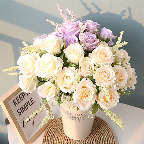 

34cm 9 Head Foam Accessories Bunch Rose Wedding Home Decoration Artificial Flower 1 Bunch 34cm