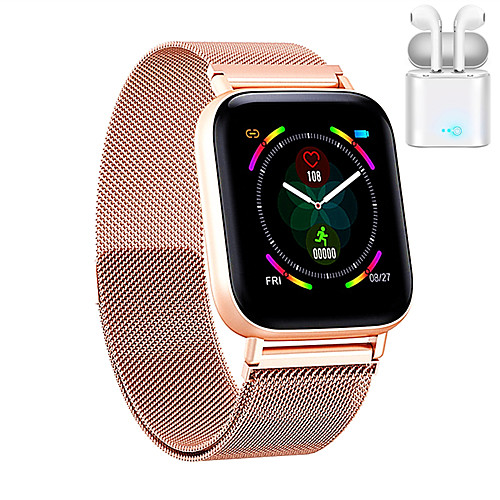 

JSBP PQ10 Women Smart Bracelet Smartwatch Full Screen Touch BT Fitness Equipment Monitor Waterproof with TWS Bluetooth Wireless Headphones for Android Samsung/Huawei/Xiaomi iOS Mobile Phone